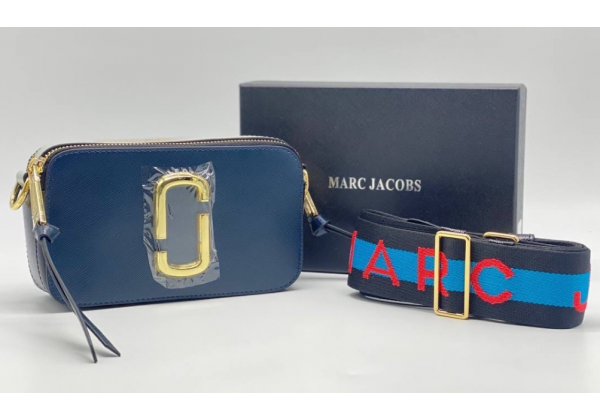 Сумка Marc Jacobs Logo Strap Snapshot Blue Sea Multi синяя
