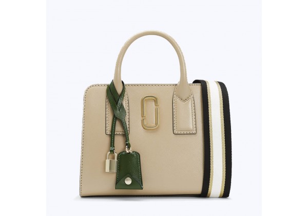 Женская сумка Marc Jacobs Little Big Shot - Sandcastle Multi бежевая с зеленым 